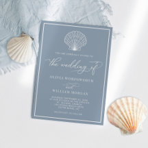 Dusty Blue Elegant Beach Seashell Bröllop