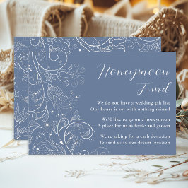 Dusty Blue Elegant Blommigt Bröllop Honeymoon Fund Tilläggskort