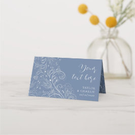 Dusty Blue Elegant Blommigt Bröllop Placeringskort