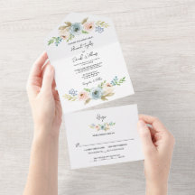 Dusty Blue Elegant Blommigt Rustic Bröllop med OSA