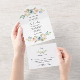 Dusty Blue Elegant Blommigt Rustic Bröllop med OSA