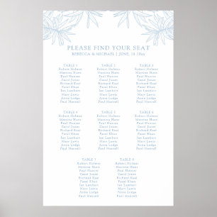 Dusty Blue Elegant Botaniskt sittdiagram Poster