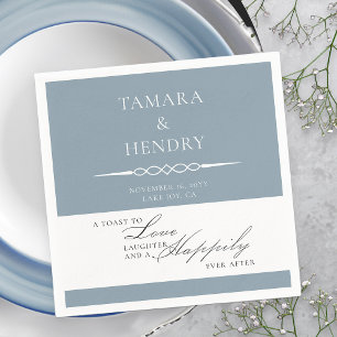 Dusty Blue Elegant bröllop Toast Personlig Pappersservett