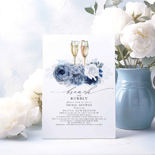 Dusty Blue Elegant Brunch och Bubly Möhippa Inbjudningar