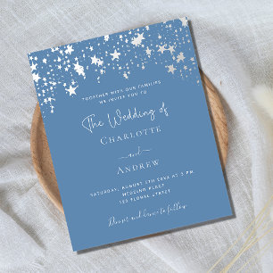Dusty Blue elegant budget - bröllopsinbjudan Flygblad