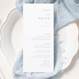 Dusty Blue Elegant Calligraphy Bröllop Menu Meny