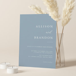 Dusty Blue Elegant Calligraphy Simple Bröllop Inbjudningar