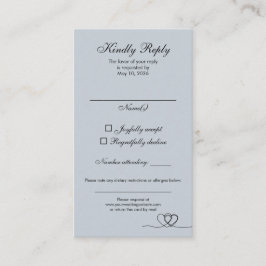 Dusty Blue Elegant Calligraphy Wedding RSVP Card Visitkort
