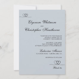 Dusty Blue Elegant Chic Calligraphy Wedding Inbjudningar