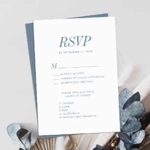 Dusty Blue Elegant Classialist Bröllop OSA Kort