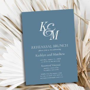 Dusty Blue Elegant Classic Rehearsal Brunch Inbjudningar