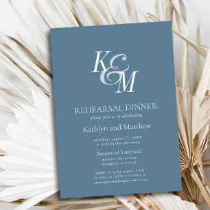 Dusty Blue Elegant Classic Rehearsal Dinner Inbjudningar