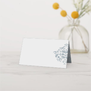Dusty Blue elegant Damask Blanka platskort Placeringskort