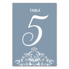 Dusty Blue elegant Damask Bord Card Bordsnummer