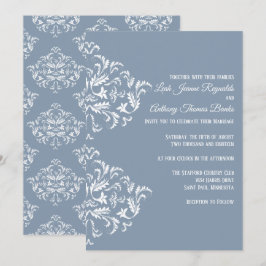 Dusty Blue Elegant Damask-inbjudan Inbjudningar