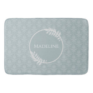 Dusty Blue Elegant Damask Personlig Badrumsmatta