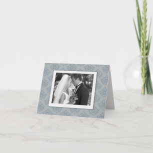 Dusty Blue elegant Damask Photo - tackkort