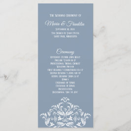 Dusty Blue Elegant Damask Program Rack Card