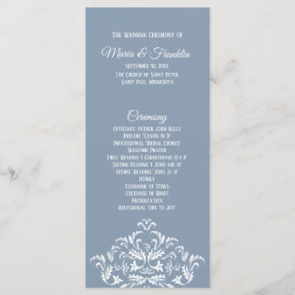 Dusty Blue Elegant Damask Program Rack Card