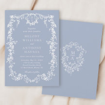 Dusty Blue Elegant Fransk Blommigt Bröllop