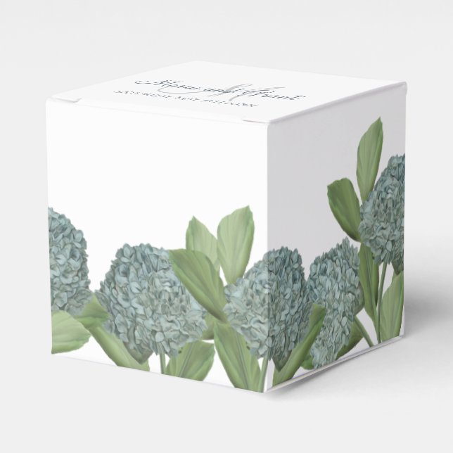 Dusty Blue Elegant Garden Blommigt Greenery Presentaskar (Framsidan Sidan)