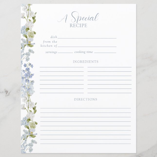 Dusty Blue Elegant Garden Shower Rececification Pa (Framsida)