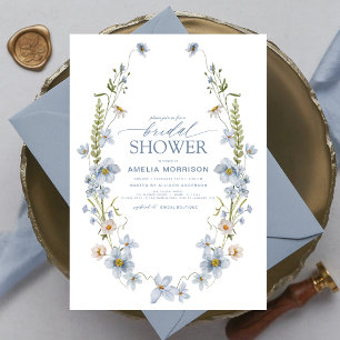 Dusty Blue Elegant Garden Vintage Möhippa Inbjudningar
