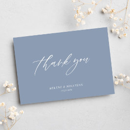 Dusty Blue Elegant Minimal Modern Bröllop Tack Kort