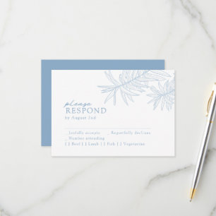 Dusty Blue Elegant Minimalist Botanique OSA Kort