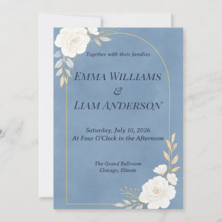 Dusty Blue Elegant Minimalist Wedding Invitation Inbjudningar