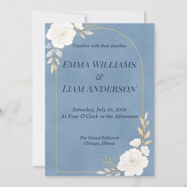 Dusty Blue Elegant Minimalist Wedding Invitation Inbjudningar (Framsida)