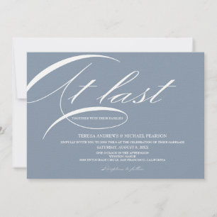Dusty Blue-Elegant, minst Calligraphy Bröllop Inbjudningar