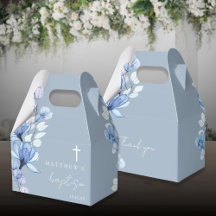 Dusty Blue Elegant Modern Blommig Dop