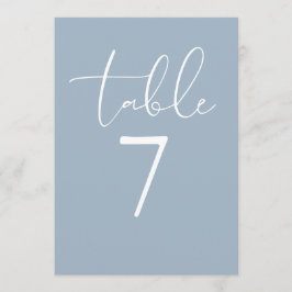 Dusty Blue Elegant Modern Script Table Number Inbjudningar
