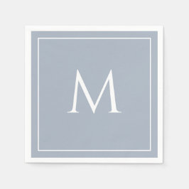 Dusty blue elegant monogram initial pappersservett