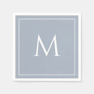 Dusty blue elegant monogram initial pappersservett