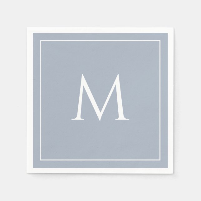 Dusty blue elegant monogram initial pappersservett (Framsidan)