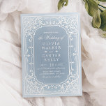 Dusty blue elegant ornate romantic vintage bröllop inbjudningar<br><div class="desc">vintagen i elegant är utformad med ram i kräm på mjuk dammblå bakgrund,  romantisk och sofistikerad,  underbar för vintage bröllop,  romantiskt bröllop och vinterbröllop. Visa alla matchande delar i samlingen.</div>