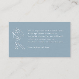 Dusty Blue Elegant QR Code Bröllop Registry Gift Tilläggskort