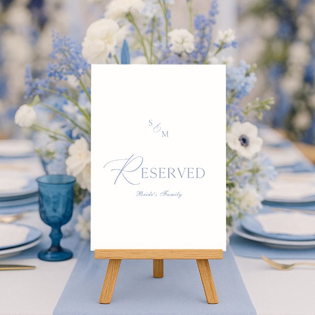 Dusty Blue Elegant ”Reserverad” Bröllopsskylt Inbjudningar (Skapare uppladdad)