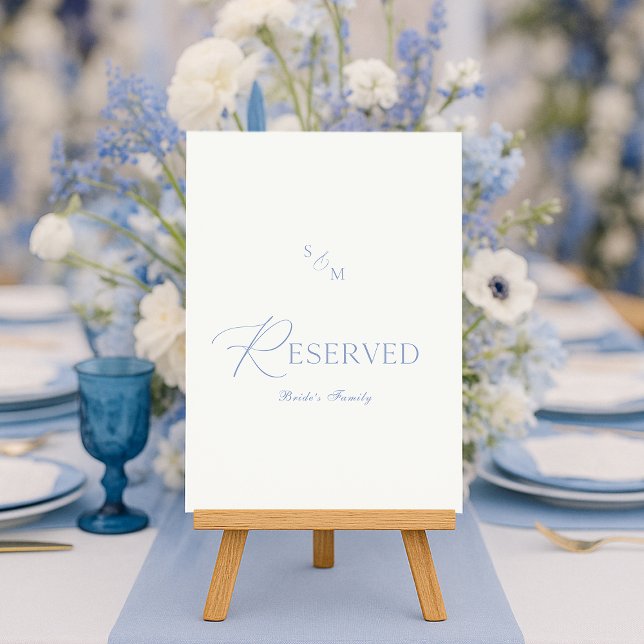 Dusty Blue Elegant ”Reserverad” Bröllopsskylt Inbjudningar (Skapare uppladdad)