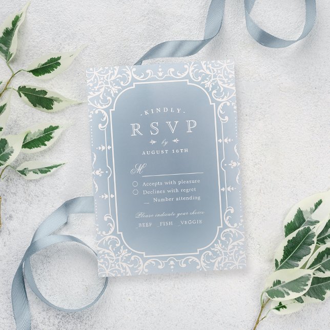 Dusty blue elegant romantic vintage bröllop OSA (Dusty blue elegant romantic vintage wedding RSVP)