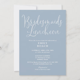 Dusty Blue Elegant Script Bridesmaids Luncheon Inbjudningar