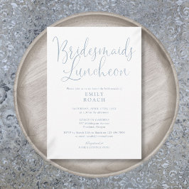 Dusty Blue Elegant Script Bridesmaids Luncheon Inbjudningar