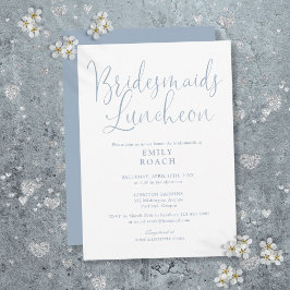 Dusty Blue Elegant Script Bridesmaids Luncheon Inbjudningar