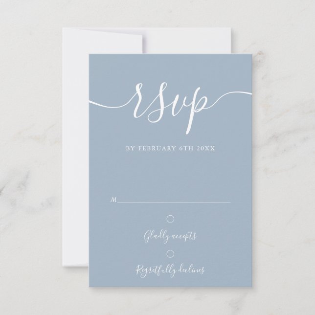 Dusty Blue Elegant Script - enkelt modern OSA Kort (Framsida)