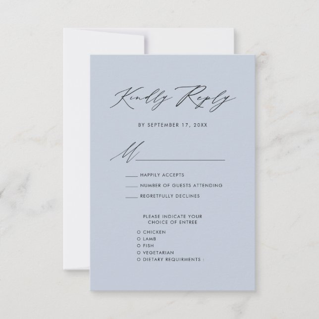 Dusty Blue Elegant Script Minimalist-Bröllop OSA (Framsida)