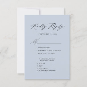 Dusty Blue Elegant Script Minimalist-Bröllop OSA Kort