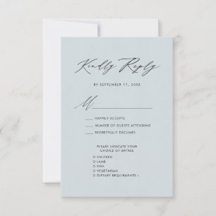 Dusty Blue Elegant Script Minimalist-Bröllop OSA Kort