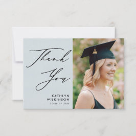 Dusty Blue Elegant Script Studenten Tack Inbjudningar